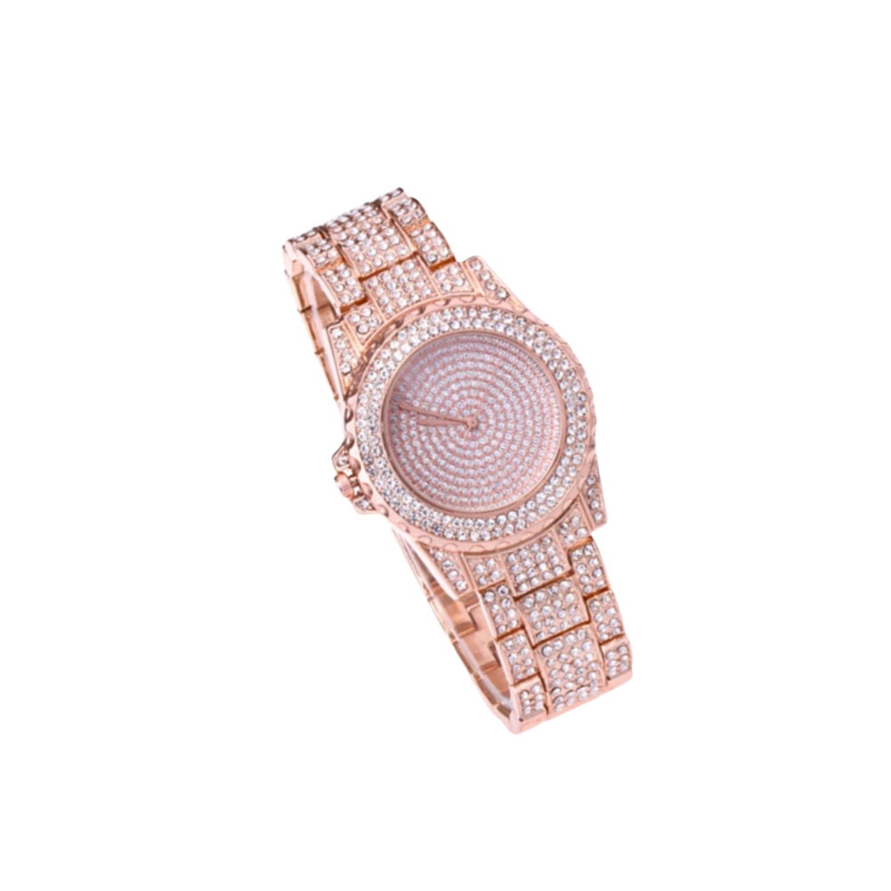 Homemaxs 1pc Steel Band Watches Stylish Quartz Wristwatch Rhinestone Diamante Watch Delicate Quartz Wrist Watch For Women Lady Wearing Rose Gold Other