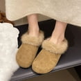 thumbnail image 4 of Slippers for Women,Cozy Slippers Lined Shoes With Sole Soft Indoor Outdoor Comfortable Winter Slide Mules For Ladies Warm Fuzzy Slide On Footwear,Womens Slippers,Khaki,8.5, 4 of 4