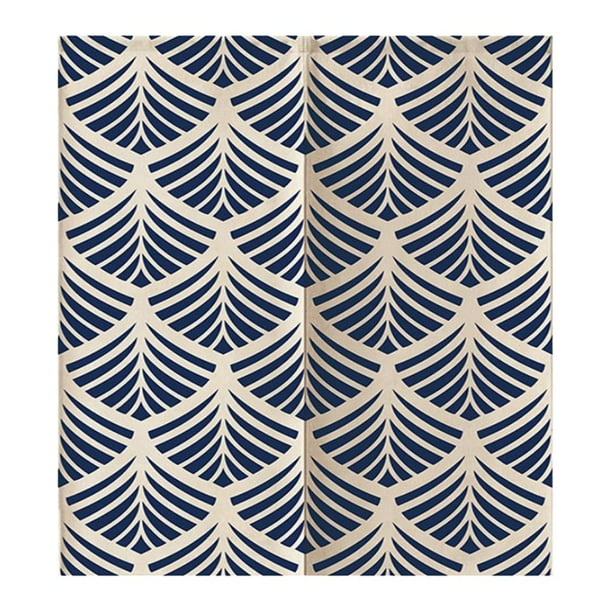 Tapiz de estilo japonés, cortina para puerta de cocina, 85x90cm, hojas azules Zulema Cortina de puerta japonesa