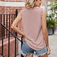 thumbnail image 4 of Top de mujer sin mangas con cuello en V, blusa con ojales de encaje, blusa informal holgada de color puro, rosa polvoriento XL, 4 of 6