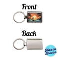 thumbnail image 4 of Retro Surfer Beach Tropical Sunset Illustration Metal Rectangle Keychain, 4 of 7