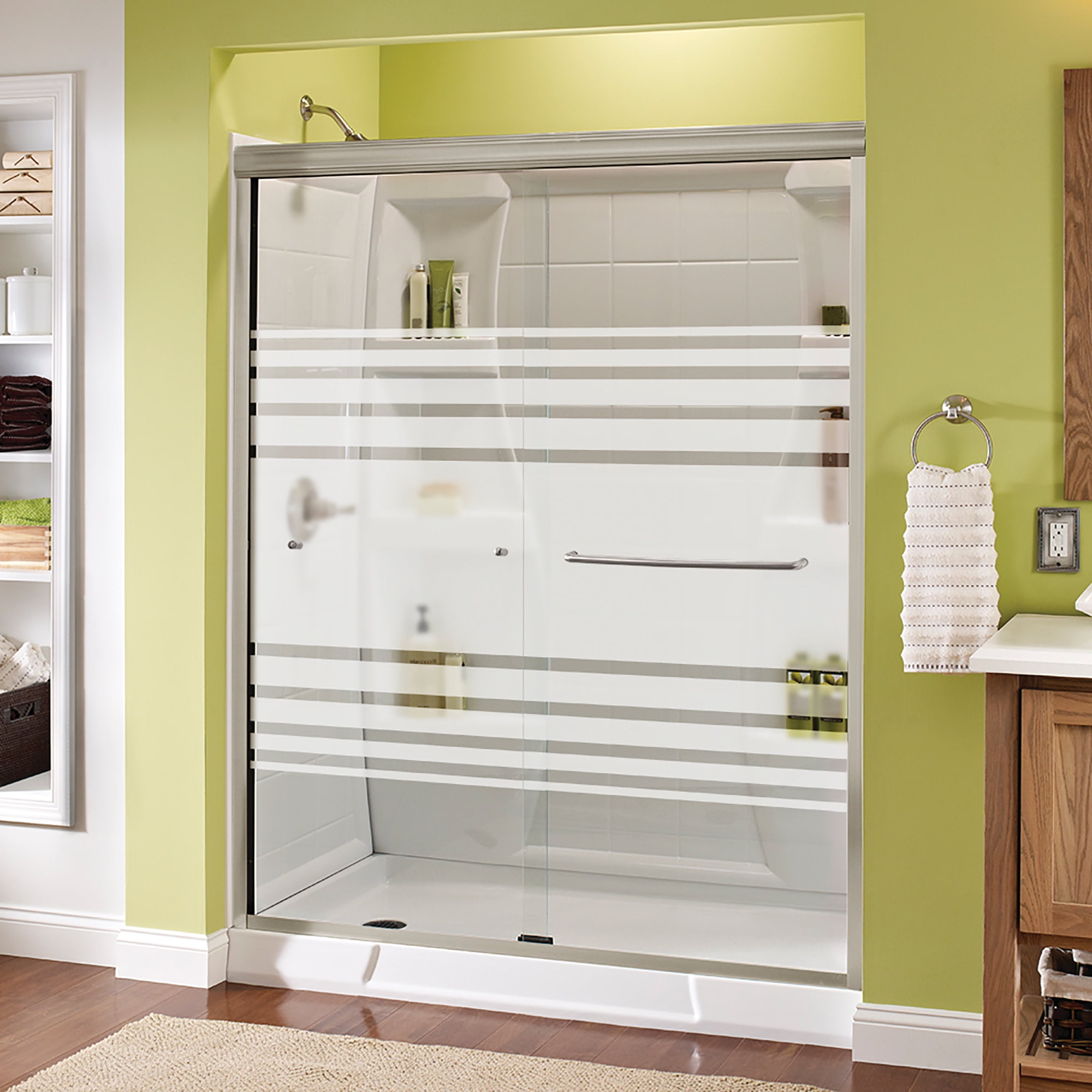 Delta Sd3956950 Classic 60" Wide Sliding Semi Frameless Shower Door Nickel