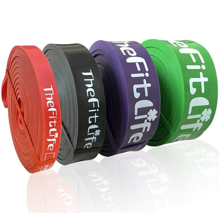 TheFitLife Resistance Pull Up Bands - Pull-Up Assist Exercise Bands Long Workout Loop Bands for Body Stretching Powerlifting Fitness Training with Carrying Bag and Workout Guide - Full Set