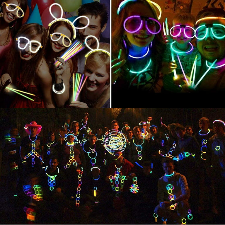 325pcs Christmas Party Supplies Glow In The Dark Party Favors, 300 Glow  Sticks Bulk+25 Led Flashing Glasses, Glow Party Accessories Decor,Kids  Adults