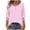 Pink, variant on ShiShine Women's Striped Tunic Top Casual Button Down T Shirts Round Neck 3/4 Length Sleeve Fashion Outfits