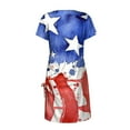 thumbnail image 5 of Wycnly Womens Dresses for 4th of July Independence Day Patriotic Party Sexy Slit Drawstring Bodycon Midi Dresses Short Sleeve Crewneck Star Print Knee-Length 2024 Summer Casual Dress Blue xxl, 5 of 5