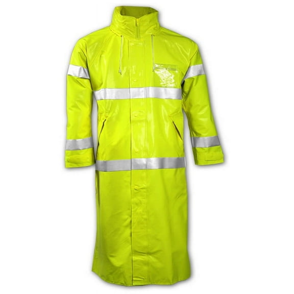 Tingley Flame Resistant Rain Coat, PVC, Class 3 R, Green/Yellow, S C53122