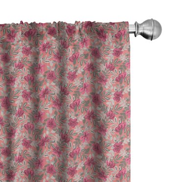 Ambesonne Lavender Color Curtains, Blooms Spring Season, Pair of 28"x63", Coral Pink Pale Tan