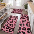thumbnail image 2 of Pink and Black Of Leopard Print Kitchen Rugs Sets Of 3,Kitchen Runner Rugs Non Skid Washable,Decorative Kitchen Floor Mats for Kitchen,Sink,Laundry,17"x30"+ 17"x47" + 17"x59", 2 of 6