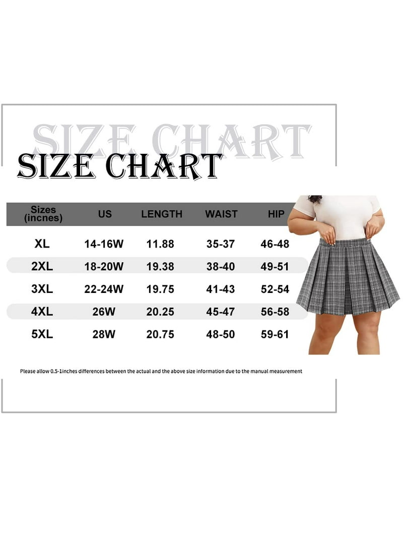 TIYOMI Plus Size Skirts Grey Plaid Stretchy Buttons Hidden