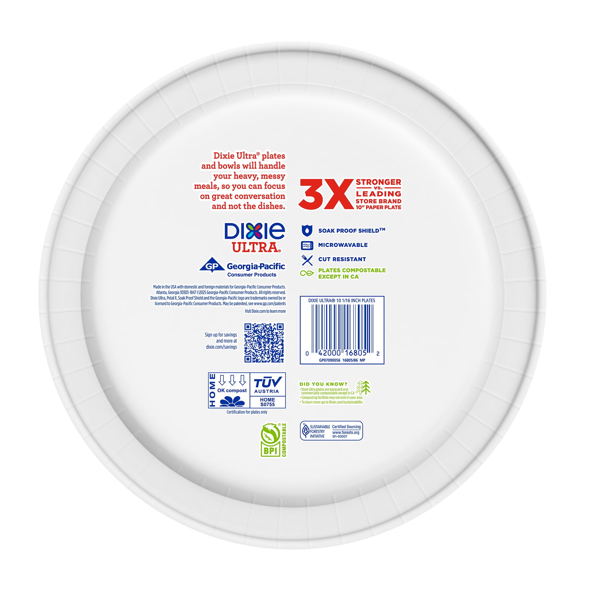 Dixie Ultra Summer Design Disposable Paper Plates, 10", Multi-Color, 20 Count