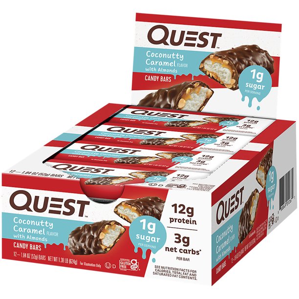 Quest Candy Bars Coconutty Caramel with Almonds (12 Bars)