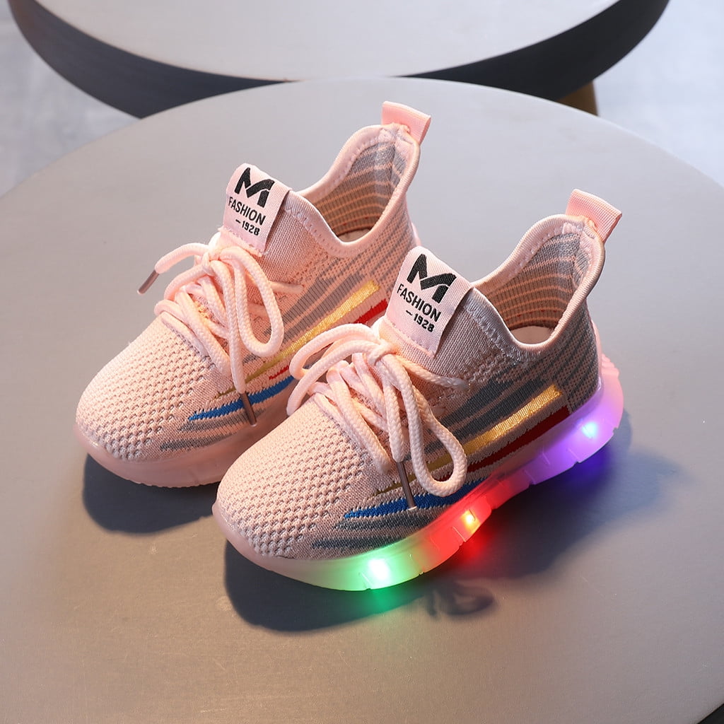 Kids LED Slip on Light Up Flashing Sneakers Toddler Walking Shoes RYGHEWE Luminous Sneakers for Girls and Boys 