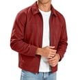 thumbnail image 3 of Kukoosong Men's Lapel Collar Suede Jacket, Long Sleeve Full Zip Lightweight Casual Bomber Coat with Side Pockets, Fall Winter Solid Color Slim Fit Business Daily Outerwear, 3 of 7