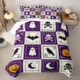 thumbnail image 2 of Feelyou Cute Ghost Skull Twin Quilt Set, Halloween Crow Pumpkin Twin Coverlet Set, Purple Cream, 2pcs, 1 Comforter and 1 Pillowcase, 2 of 7