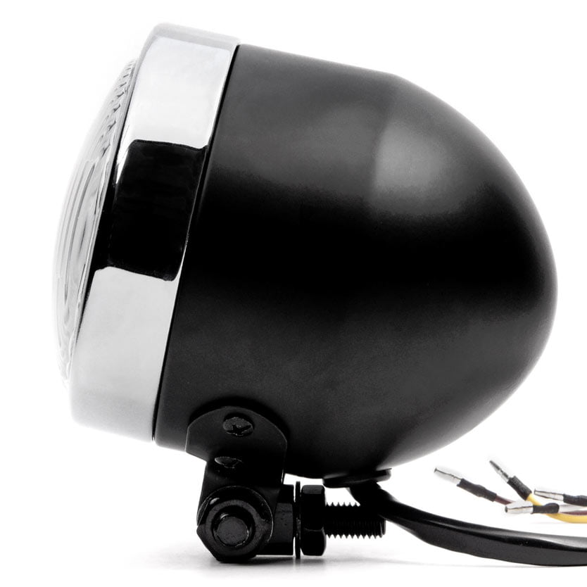 Krator 4.25 Mini Headlight w/High Low Beam Lights LED Bulb Black w/Chrome Housing 