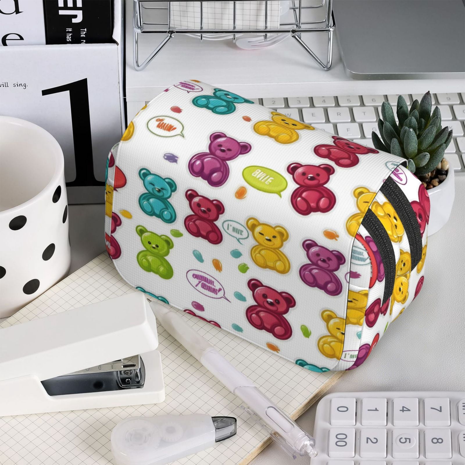 Large-Capacity Flip-Top Double-Layer Pencil Case, Multi-Functional Pocket Pen Case, Durable Stationery Organizer Colorful Gummy Bears Candies Jelly Sweets