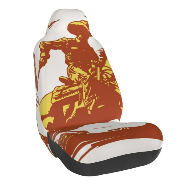 Balery Vintage Cowboy On A Bronco Horse Funda de Asiento para Auto con Diseño - Cubierta Frontal Suave y Transpirable con Protector Antideslizante- 1 Unidad