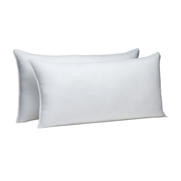 Almohadas alternativas de plumón para dormir boca abajo y arriba, densidad suave, 51 x 92 cm, paquete de 2, color blanco