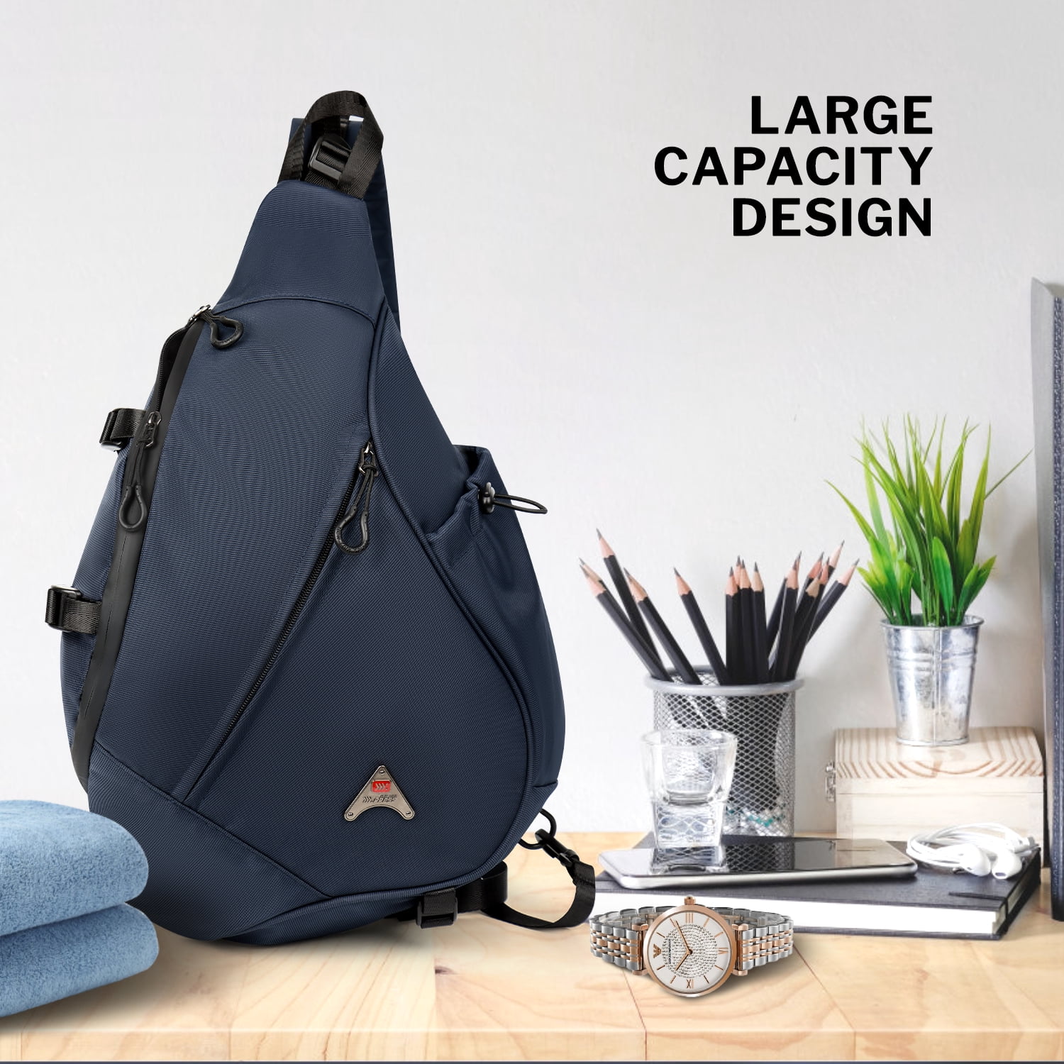 Large Crossbody Sling Bag for Men Waterproof Shoulder Bag One Strap Sling Backpack for Travel,Work,Hiking,Cycling,Daily,602-Grey
