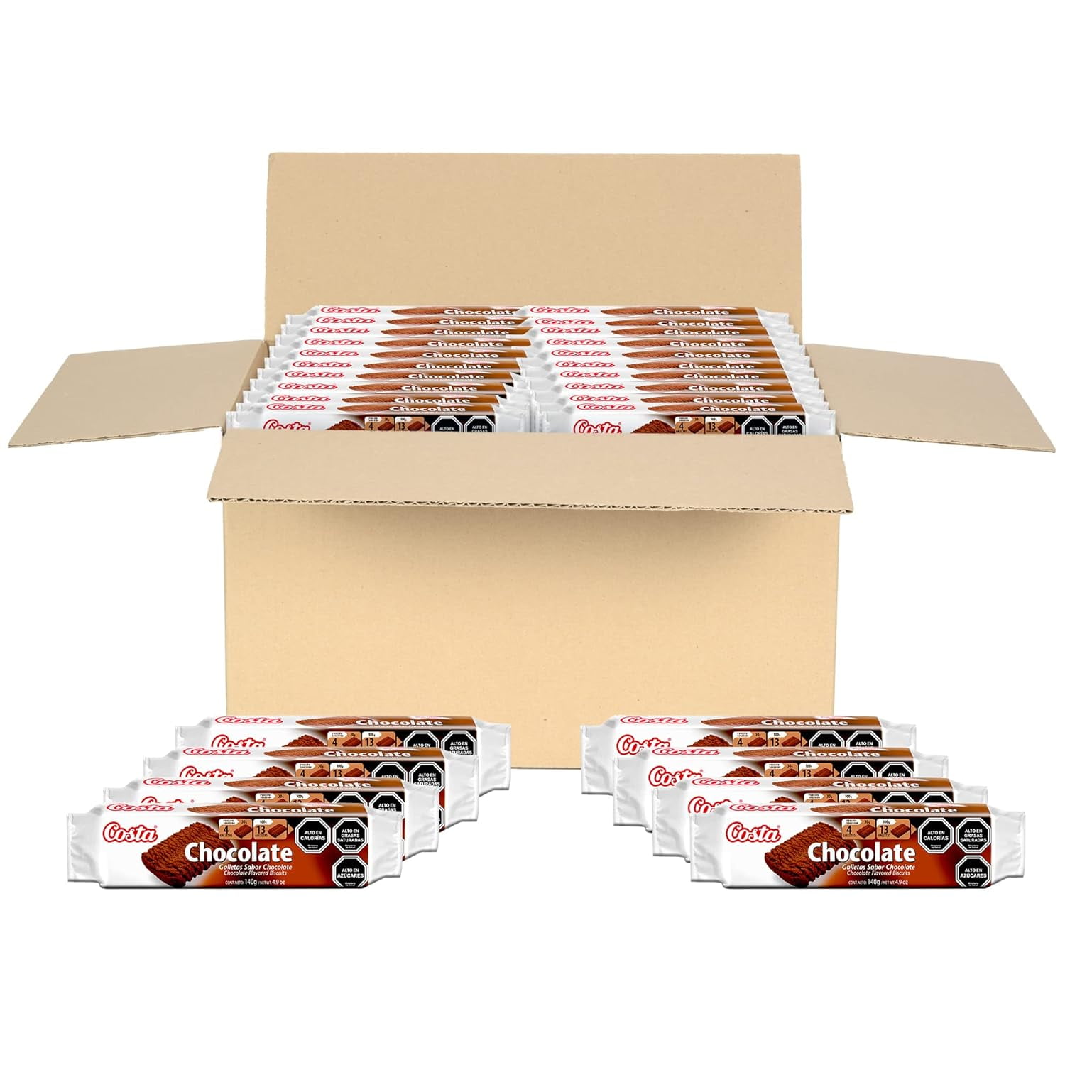 Costa Chocolate Cookies - Biscuit Cookies with Rich Chocolate Flavor - 24 Snack Packs (4.9oz Each)