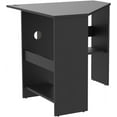 thumbnail image 2 of CRXX Corner Computer Desk, 90 Degrees Triangle Desk w/Shelves & CPU Stand, Compact Vanity Makeup Table with Storage, Corner Desks for Small Spaces (Black, 33.5''), 2 of 20