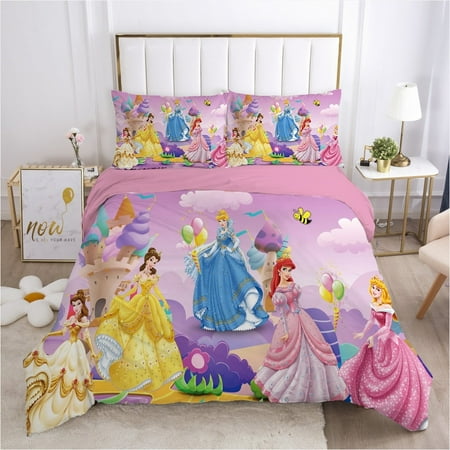 Aiouniya Disney Belle Princess Cinderella Comforter Duvet Cover Sets Single Double Queen King Size Bedding Set Children Girls Bedroom Other