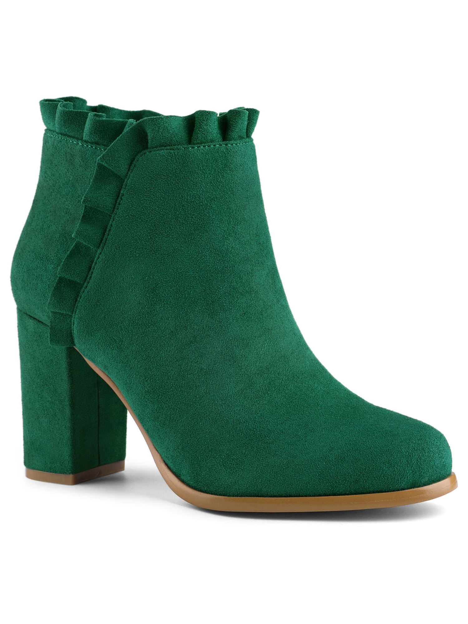 sage green heeled boots