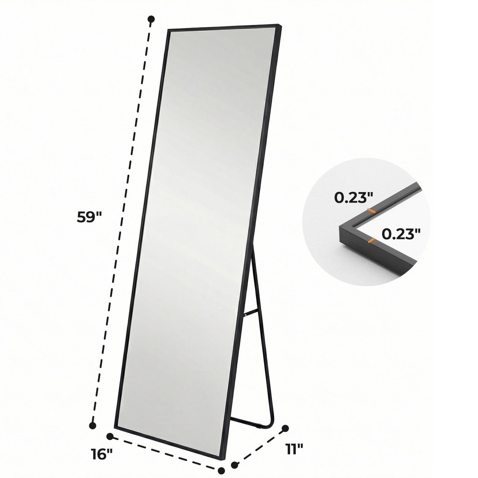 Alvantor 59"/64"/71" Full Length Mirror Floor Standing, Anti-Rust Aluminum Frame, Arch/Rectangle, Black/Gold