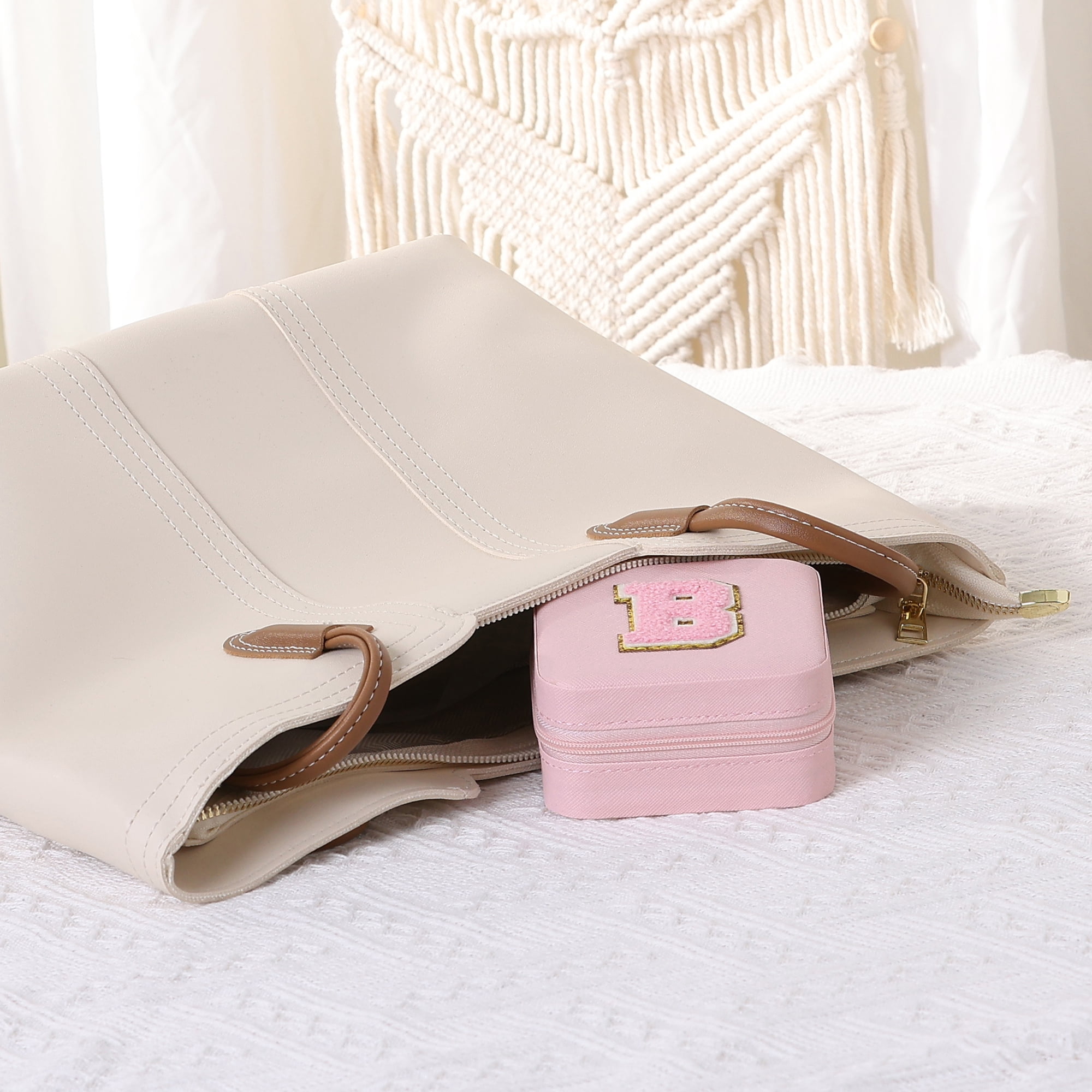 Unique Bargains Jewelry Box Small PU Leather Jewelry Organizer Case Storage Display Holder Pattern B