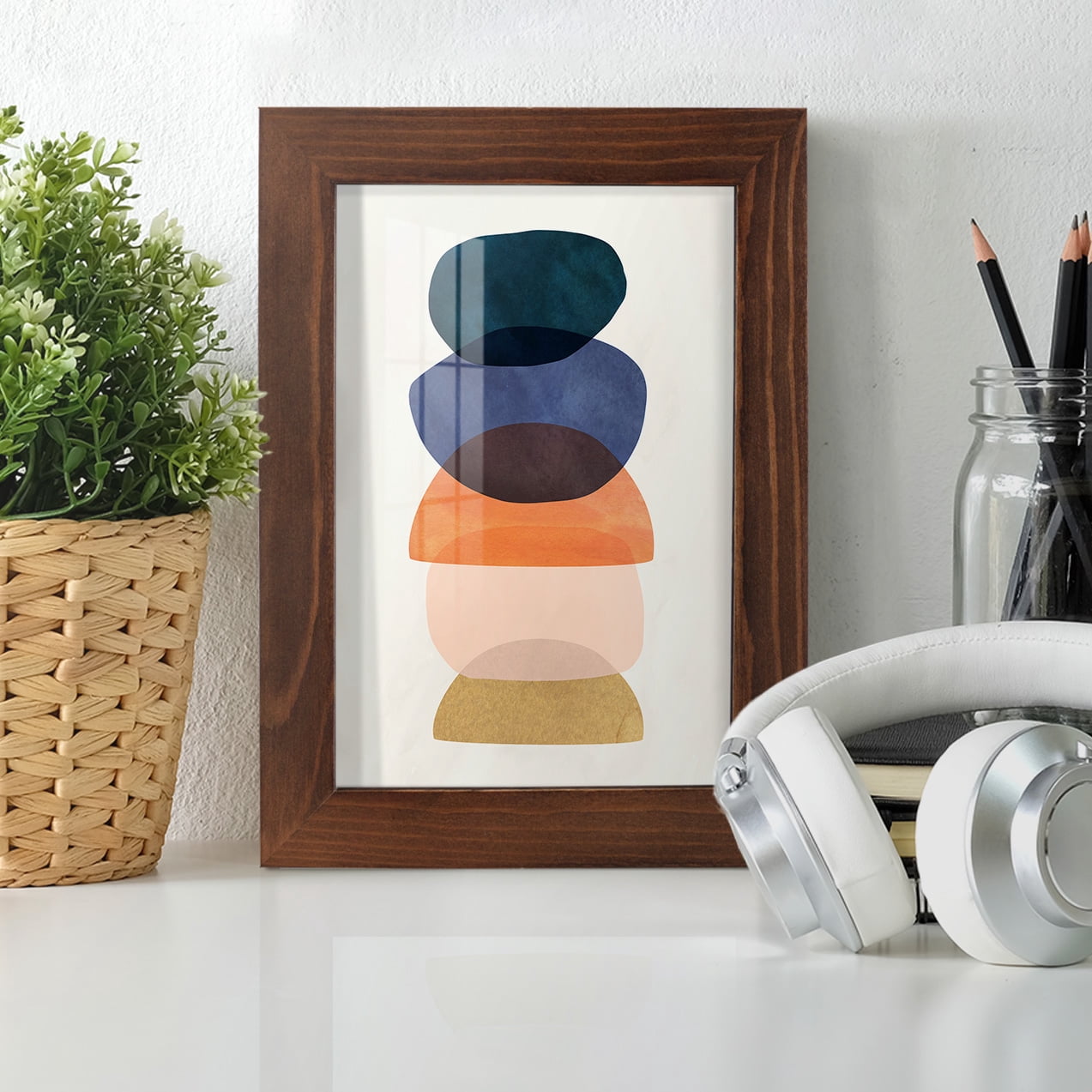 Mod Pods I -Framed Print w/glass-Chestnut