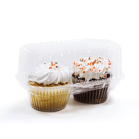 Plastic Hinged Boxes - PACTIV CORPORATION 2 Count Clear Plastic Hinged Cupcake/Muffin Container - 100 per case