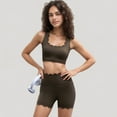 thumbnail image 2 of Women's Scalloped Edge Sports Bra Top with Wide Straps and Soft Stretch Fabric - Medium, Brown, 2 of 6