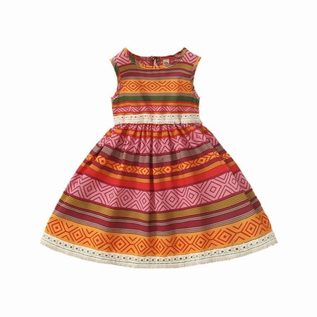 

Girls Dress Personality Baby Cotton New Designs Colorful Baby Cute Cute Comfortable Sun Dress 6-7Years