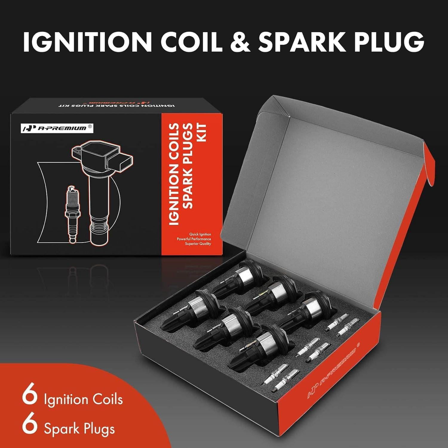 A-Premium Set of 6 Ignition Coil Pack and Iridium Spark Plugs Compatible with Chevy Trailblazer Colorado GMC Canyon Envoy XL XUV Isuzu Ascender Oldsmobile Bravada 4.2L 3.5L 2.8L Replace# UF-303 5019