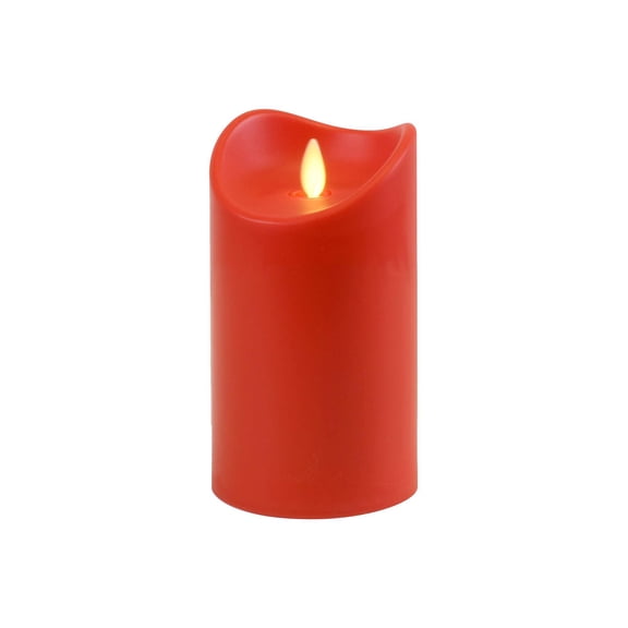LumaBase Battery Operated Candle with Moving Flame - Red Pillar (5 inches)