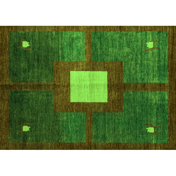 Ahgly Company Indoor Rectangle Abstract Green Modern Area Rugs, 6' x 9'