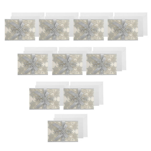 LOLIPPYY 10Sets Silver Cut Wedding Invitation Kits with Envelopes for Bridal Showers and Engagement Parties