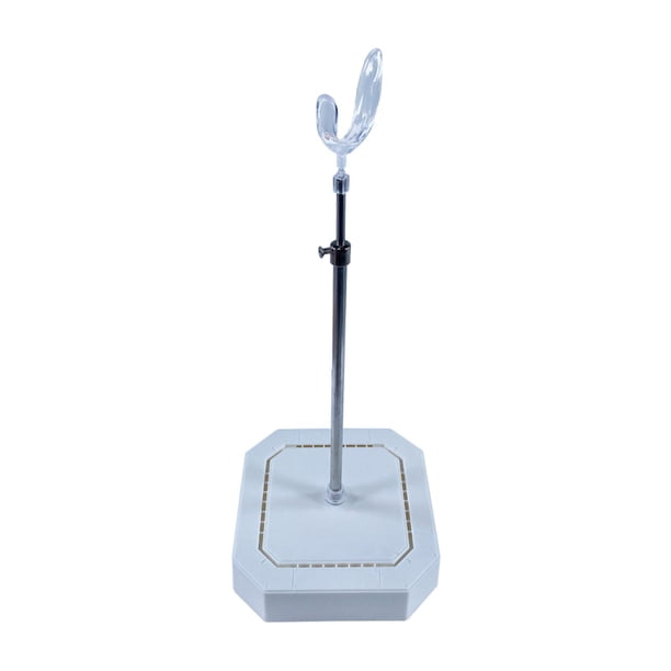 Soporte de exhibición para muñecas con base estable y altura ajustable. Blanco