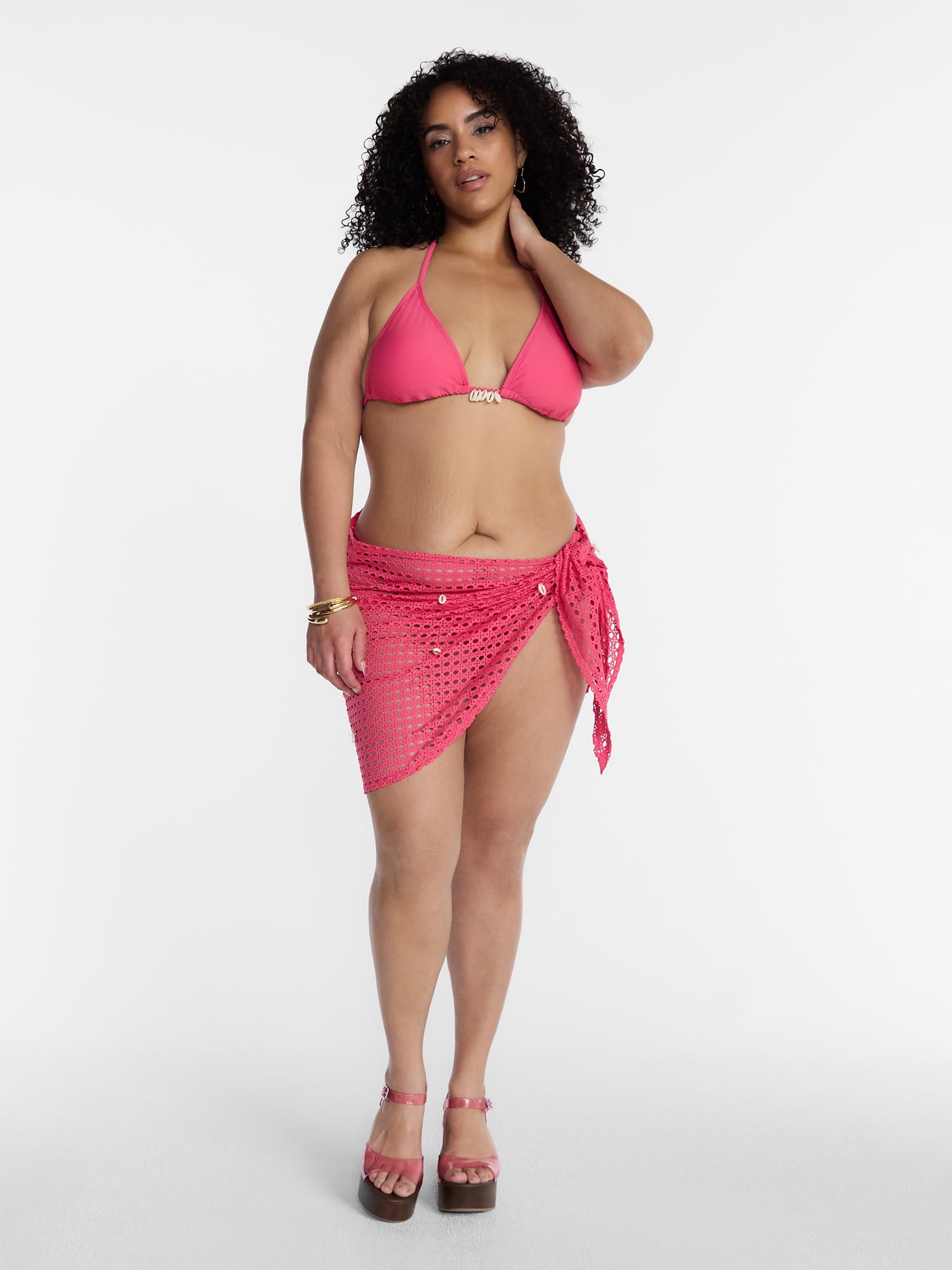 Hot Girl Summer by Megan Thee Stallion Women's and Women's Plus Thee Shell Skirt Crochet Sarong Coverup, Sizes XS-3X