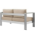 thumbnail image 3 of Modway Shore Outdoor Patio Aluminum Loveseat in Silver Beige, 3 of 4