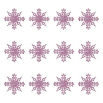 SLYNSHome 12Pcs Christmas Pink Snowflakes Decorations,Plastic Glitter Snowflake Ornaments for Winter Winter Wonderland Party Supplies