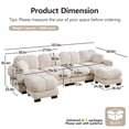 thumbnail image 3 of HUMEHA 131.5" 4-Seater Modular Sectional Sofa Beige with 2 Ottomans, U-Shaped Cloud Couch, Oversized Glossy Chenille Sofa Set with Petal Cushions & Padded Arms, 3 of 13