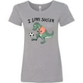 thumbnail image 3 of Inktastic I Love Soccer-dinosaur in Orange Women's T-Shirt, 3 of 5