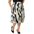 thumbnail image 4 of Agnes Orinda Women's Plus Size Skirts Print Pleated High Waisted Summer Casual A Line Midi Skirt 1X Black, 4 of 6