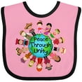 thumbnail image 3 of Inktastic Peace Through Unity Boys or Girls Baby Bib, 3 of 4