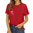 thumbnail image 2 of Chandails de la Saint-Valentin pour Femmes Col Rond Manches Courtes Mode T-Shirt à Imprimé Cœur Ample Léger Confortable Doux Chandail à Enfiler Ensembles Rouge TTG, 2 of 4