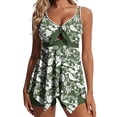 thumbnail image 2 of YTCAMLO 2 Piece Tankini Swimsuits for Women Trendy Tropical Floral V Neck Tankini Top with Boyshorts Lightweight Quick Dry Bathing Suits, Green2 M, 2 of 6