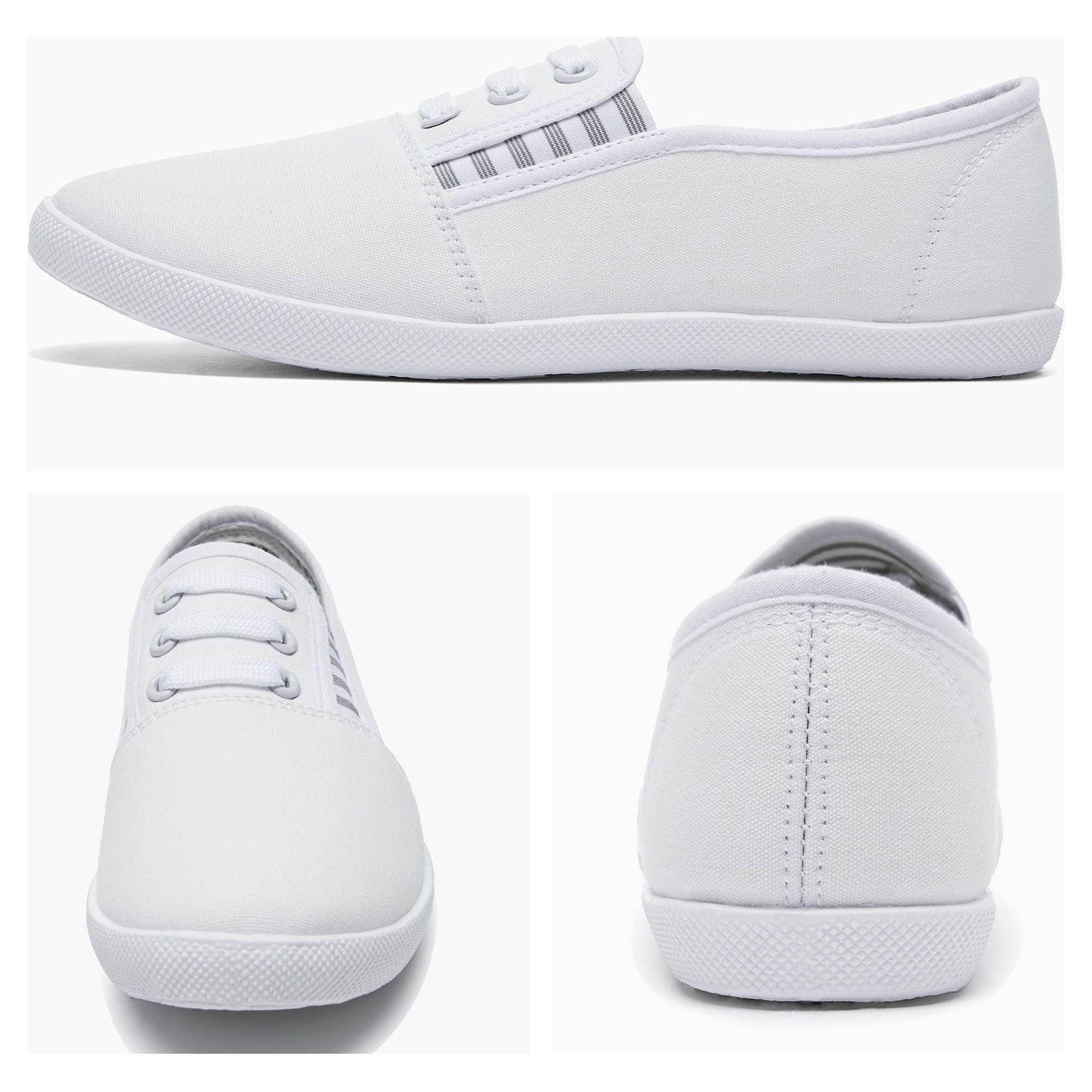 Women’s Slip on Canvas Shoes Sneakers Fashion Elastic Sneakers（White US8）
