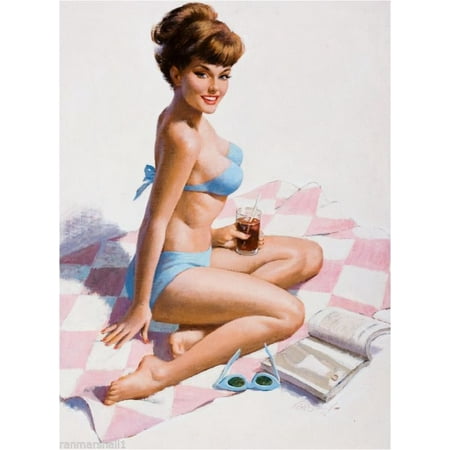 Life Picture Bingo - 1940s Pin-Up Girl Beach Blanket Bingo Picture Poster Print Art Pin Up